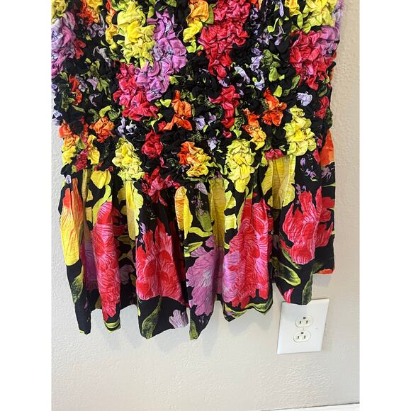 NWT Anthropologie x Yukiko Noritake Floral Square-Neck Pebble-Smocked Dress L/XL - Picture 7 of 8